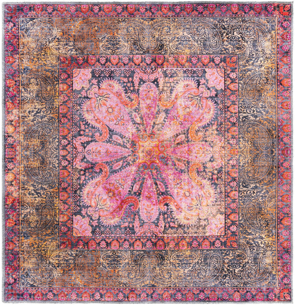 Aurora Waves Collection Area Rug -  Seljalandsfoss Square Pink  lifestyle 14