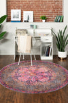 Aurora Waves Collection Area Rug -  Seljalandsfoss Round Pink  lifestyle 18
