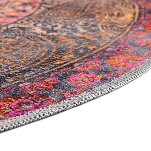 Aurora Waves Collection Area Rug -  Seljalandsfoss Round Pink  lifestyle 30