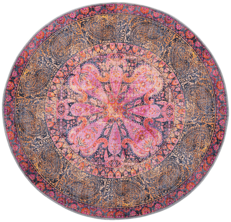 Maranta Collection Area Rug - Paramaribo Round Pink  lifestyle 31