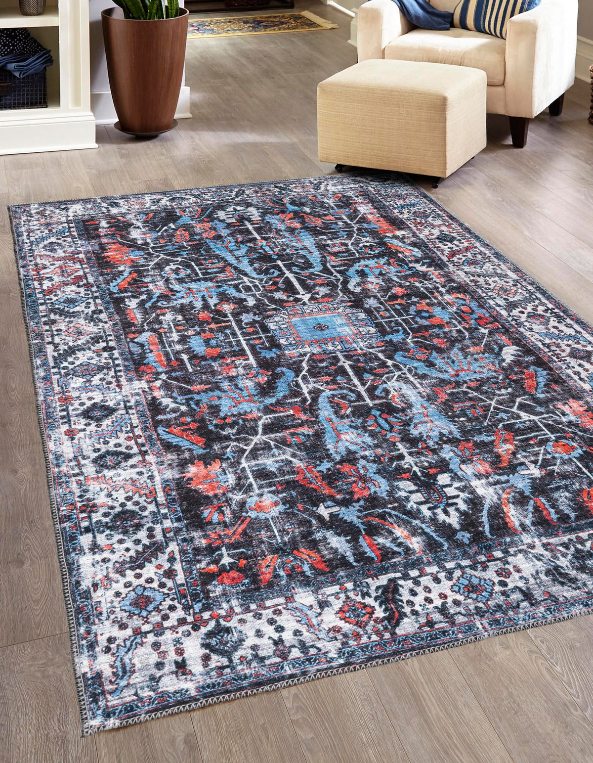 Aurora Waves Collection Area Rug -  Svalbard Rectangle Black  lifestyle 2