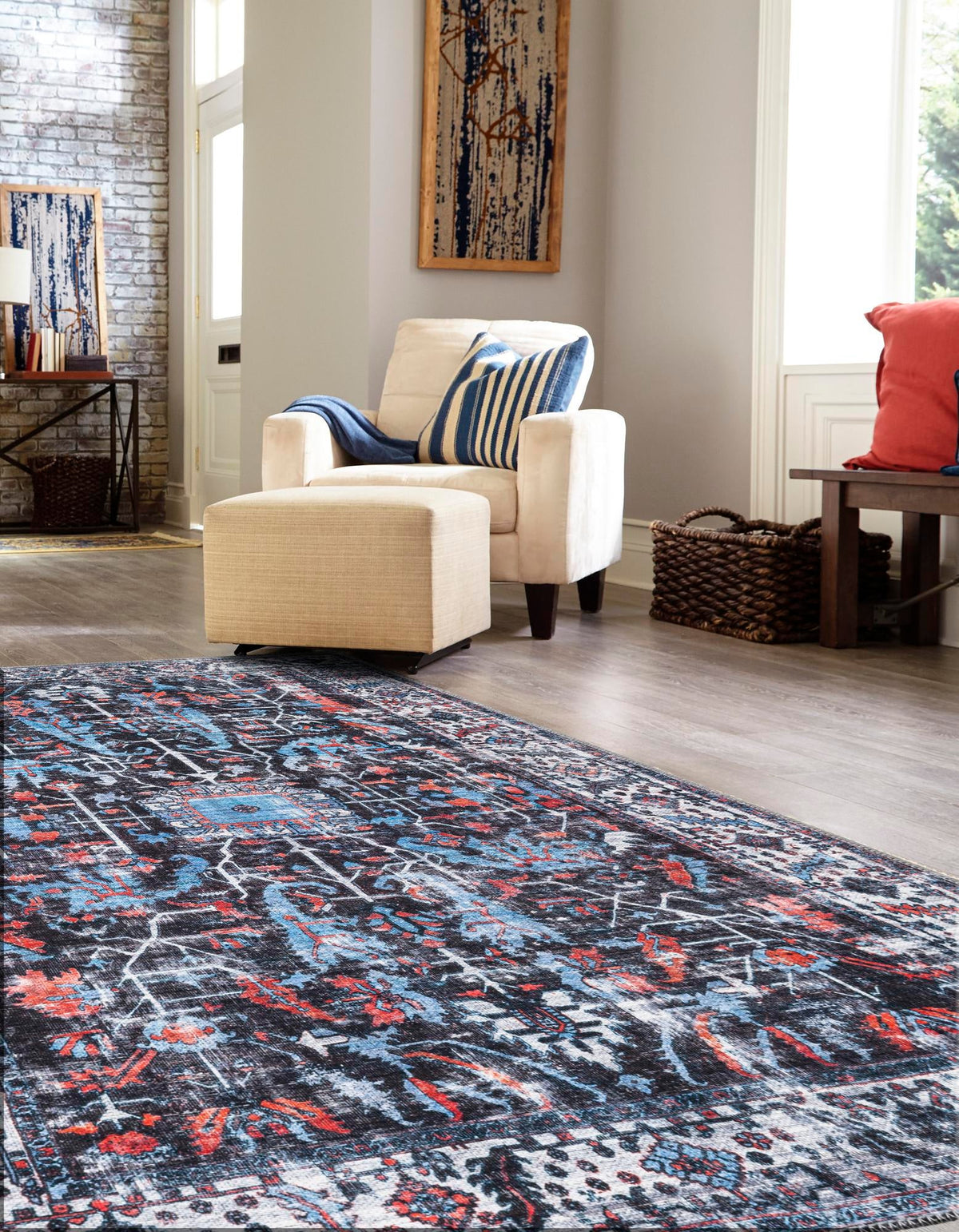 Aurora Waves Collection Area Rug -  Svalbard Rectangle Black  lifestyle 3