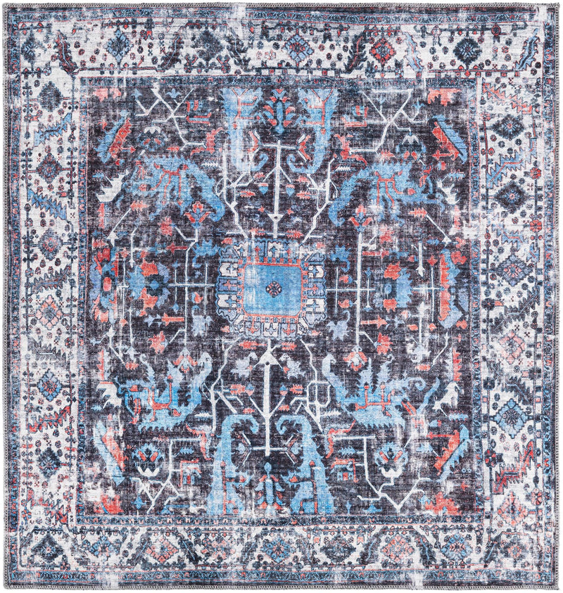 Aurora Waves Collection Area Rug -  Svalbard Square Black  lifestyle 14