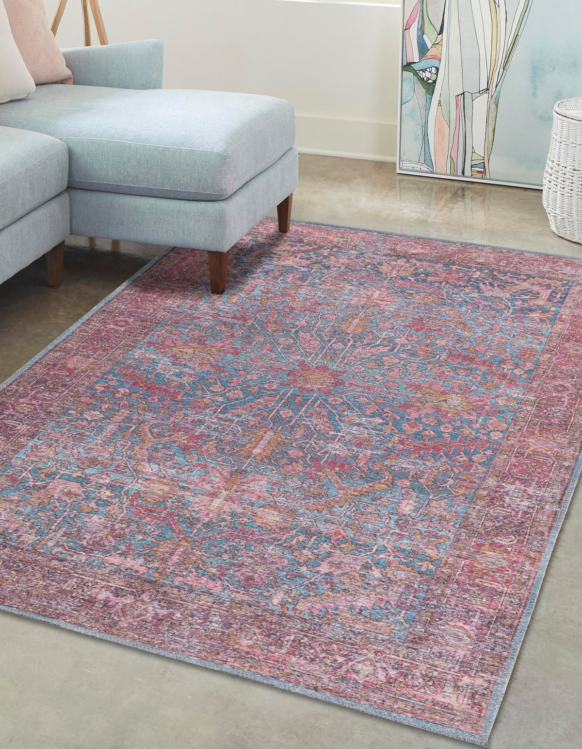 Aurora Waves Collection Area Rug -  Nordlys Rectangle Antique Blue  lifestyle 2