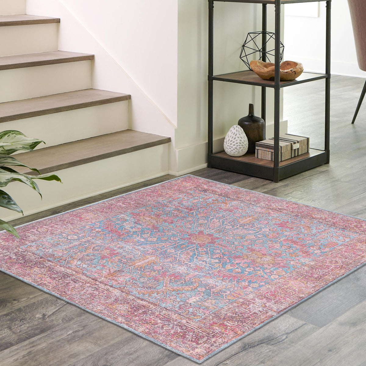Aurora Waves Collection Area Rug -  Nordlys Square Antique Blue  lifestyle 55