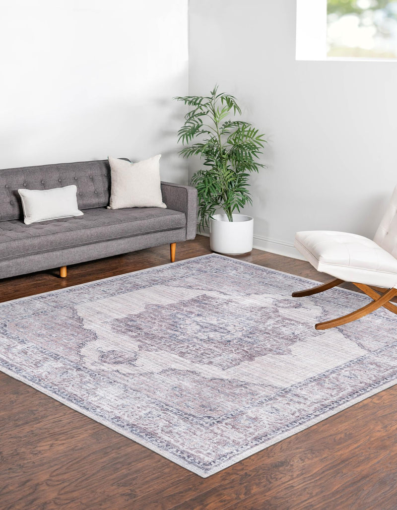 Aurora Waves Collection Area Rug -  Tromso Square Ivory and Gray  lifestyle 22