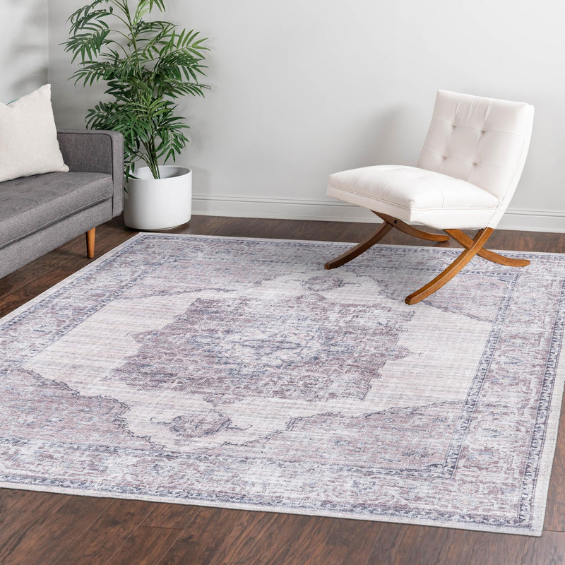 Aurora Waves Collection Area Rug -  Tromso Square Ivory and Gray  lifestyle 66