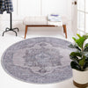 Aurora Waves Collection Area Rug -  Tromso Round Ivory and Gray  lifestyle 67