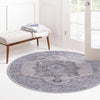 Aurora Waves Collection Area Rug -  Tromso Round Ivory and Gray  lifestyle 70