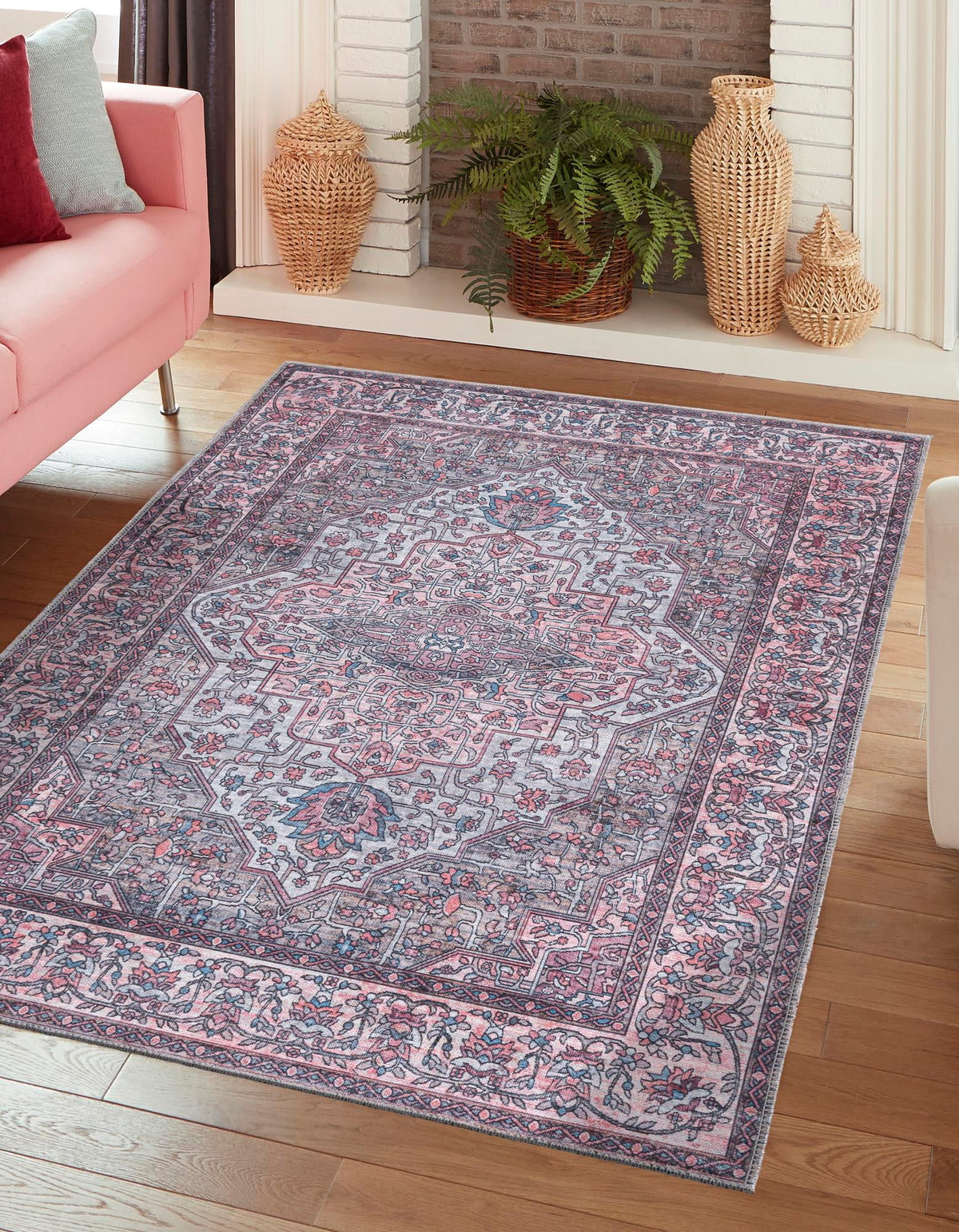Aurora Waves Collection Area Rug -  Nuuk Rectangle Beige and pink  lifestyle 2