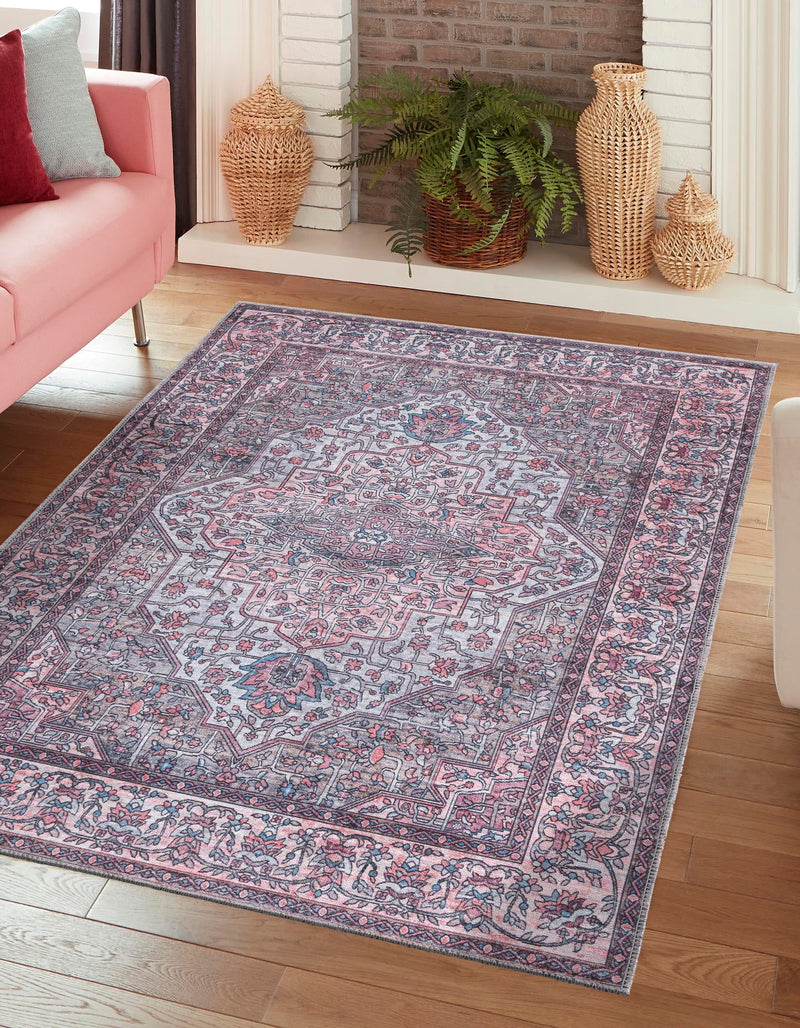 Aurora Waves Collection Area Rug -  Nuuk Rectangle Beige and pink  lifestyle 2