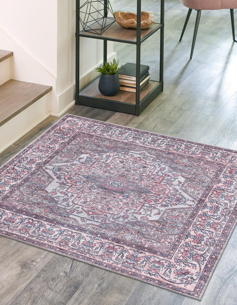 Aurora Waves Collection Area Rug -  Nuuk Square Beige and pink  lifestyle 17