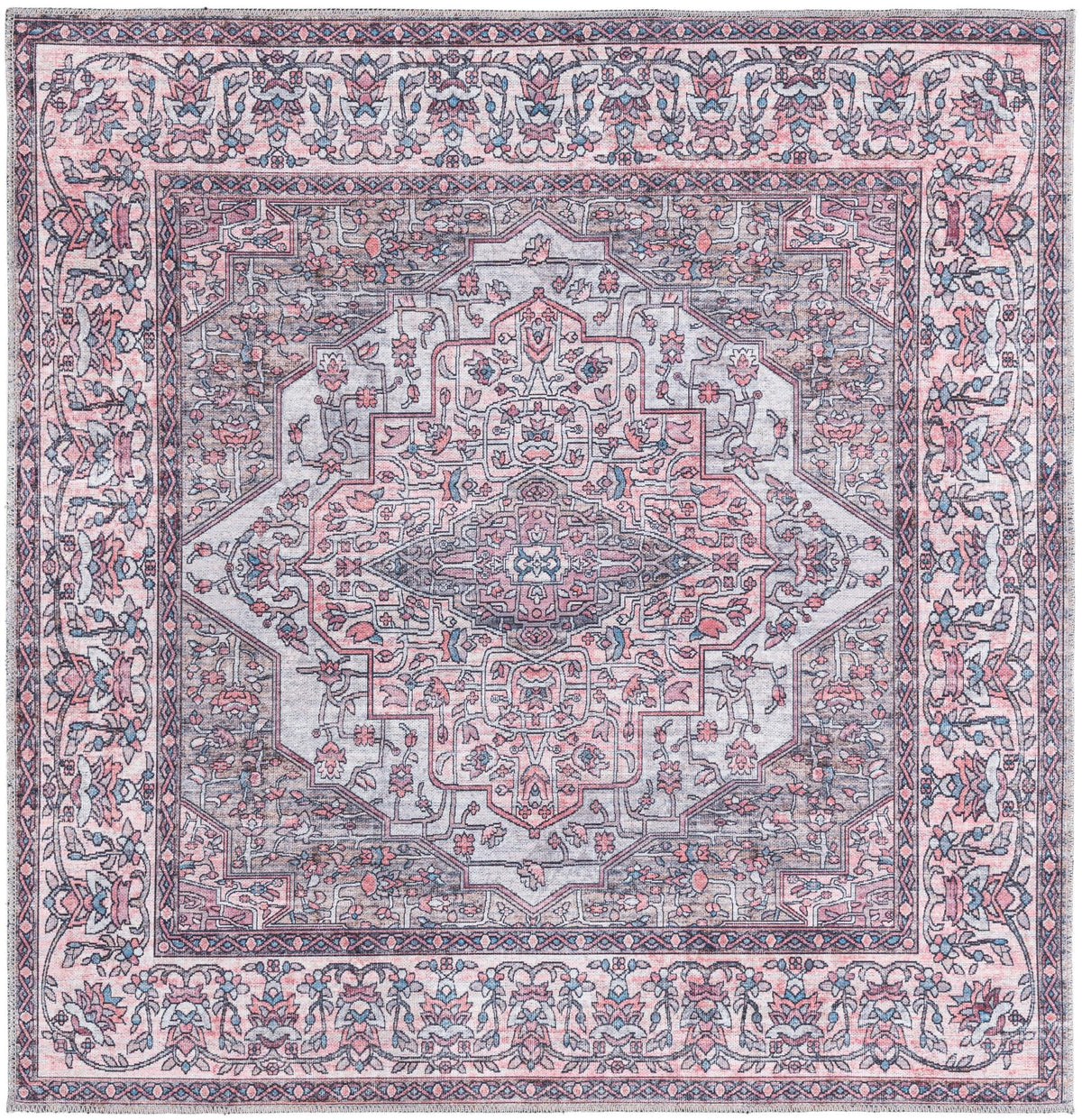 Aurora Waves Collection Area Rug -  Nuuk Square Beige and pink  lifestyle 14