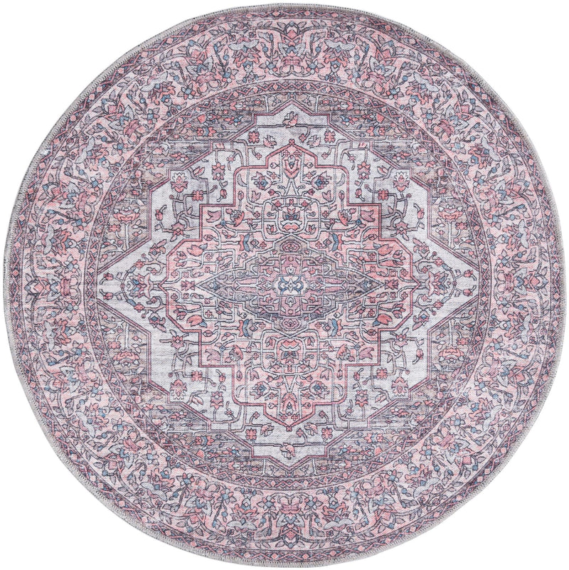 Aurora Waves Collection Area Rug -  Nuuk Round Beige and pink  lifestyle 15