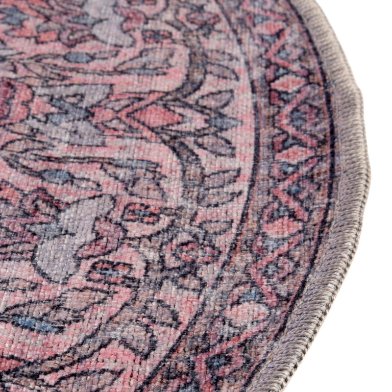 Aurora Waves Collection Area Rug -  Nuuk Round Beige and pink  lifestyle 30