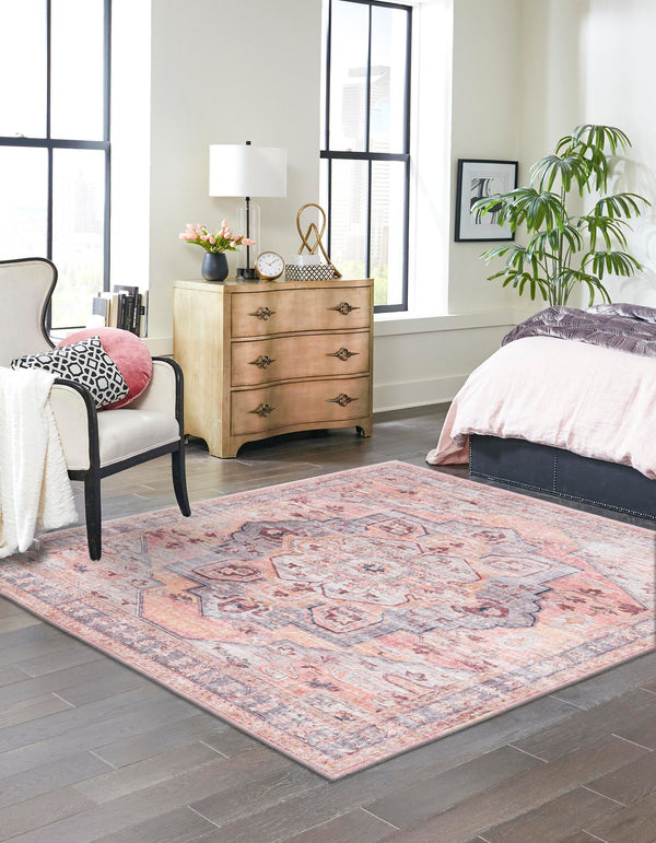 Aurora Waves Collection Area Rug -  Akureyri Square Apricot and pink  lifestyle 20