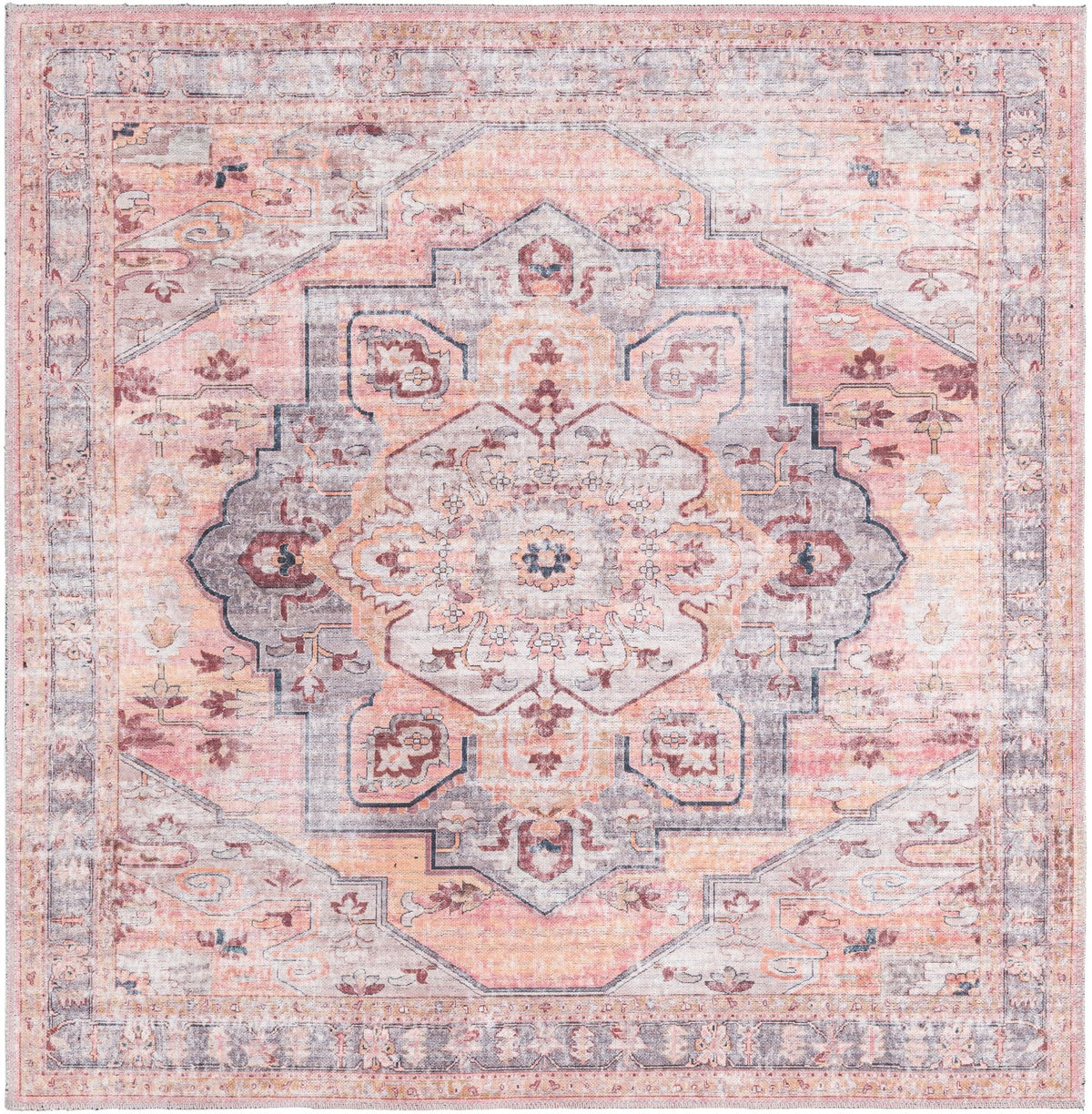 Aurora Waves Collection Area Rug -  Akureyri Square Apricot and pink  lifestyle 14