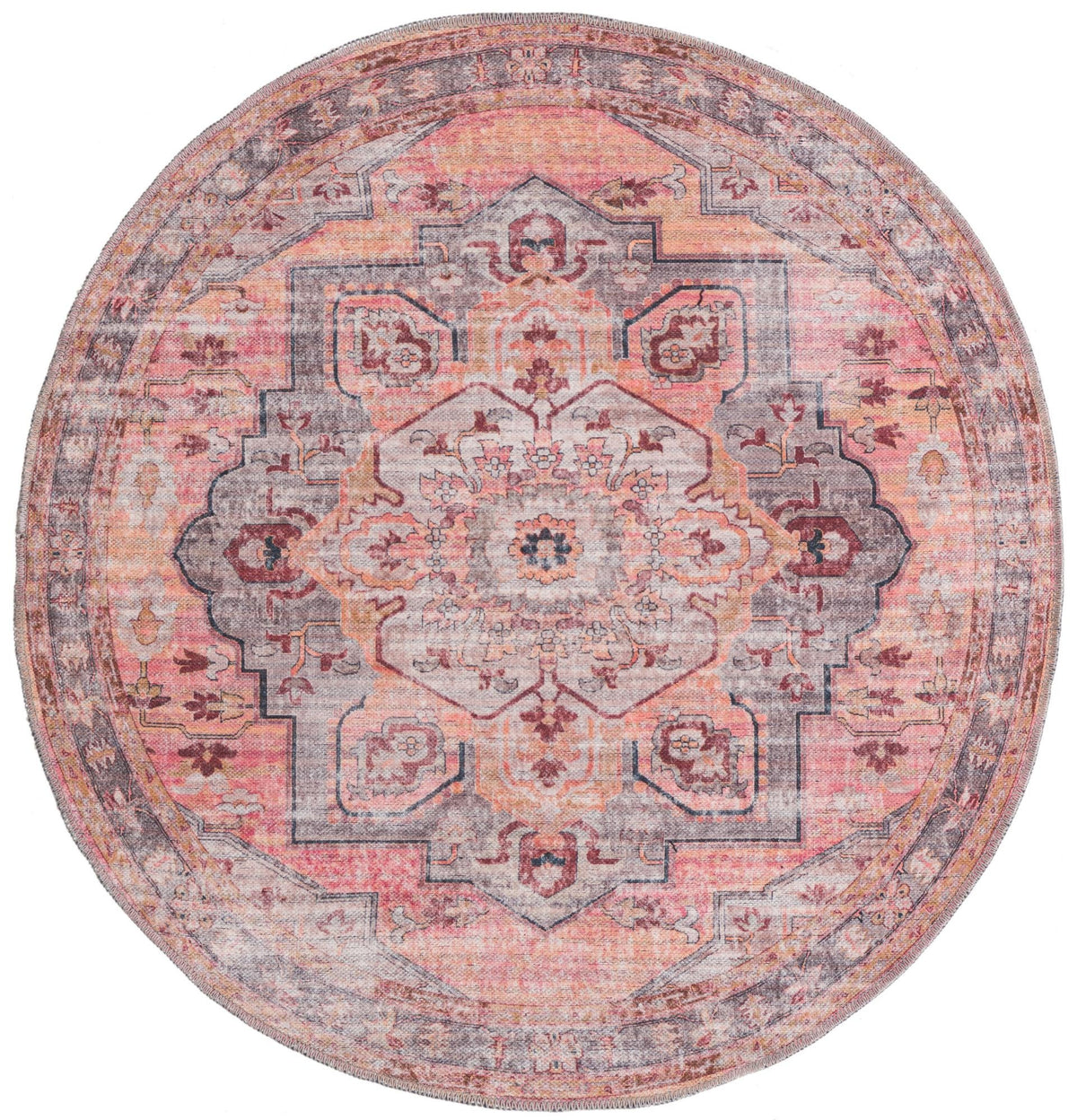 Aurora Waves Collection Area Rug -  Akureyri Round Apricot and pink  lifestyle 15