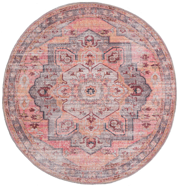 Aurora Waves Collection Area Rug -  Akureyri Round Apricot and pink  lifestyle 15
