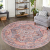 Aurora Waves Collection Area Rug -  Akureyri Round Apricot and pink  lifestyle 54