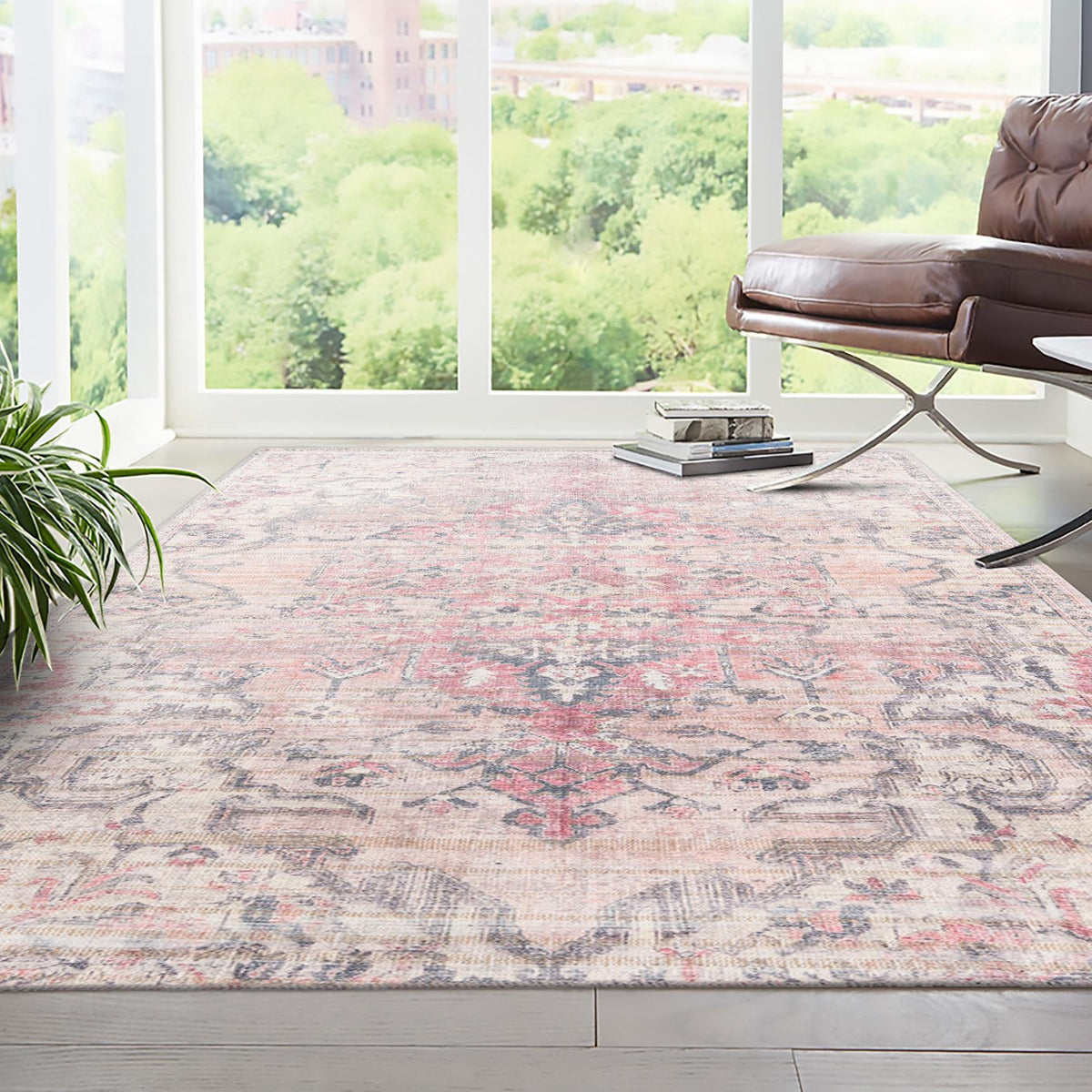 Vintage Memories Collection Area Rug - Heirloom Rectangle Beige pink  lifestyle 15