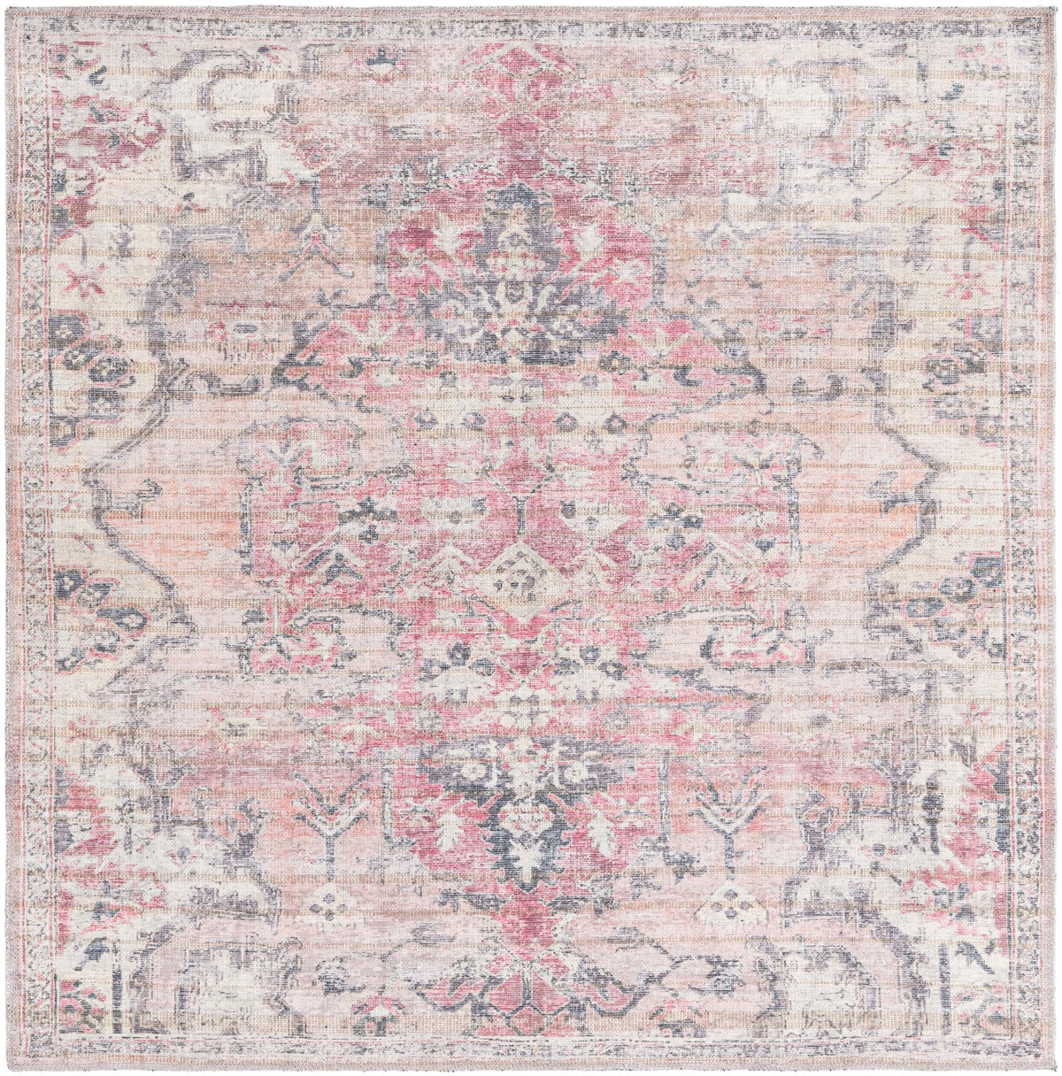 Vintage Memories Collection Area Rug - Heirloom Square Beige pink  lifestyle 17