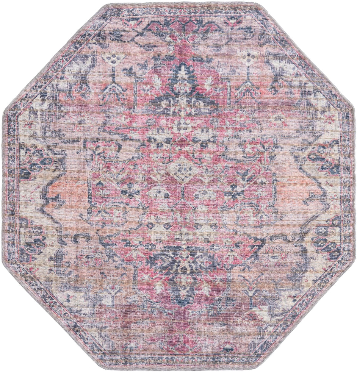 Vintage Memories Collection Area Rug - Heirloom Octagon Beige pink  lifestyle 19