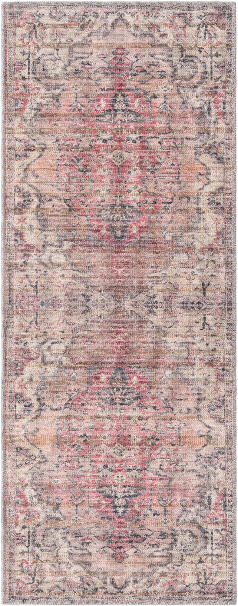 Vintage Memories Collection Area Rug - Heirloom Runner Beige pink  lifestyle 20