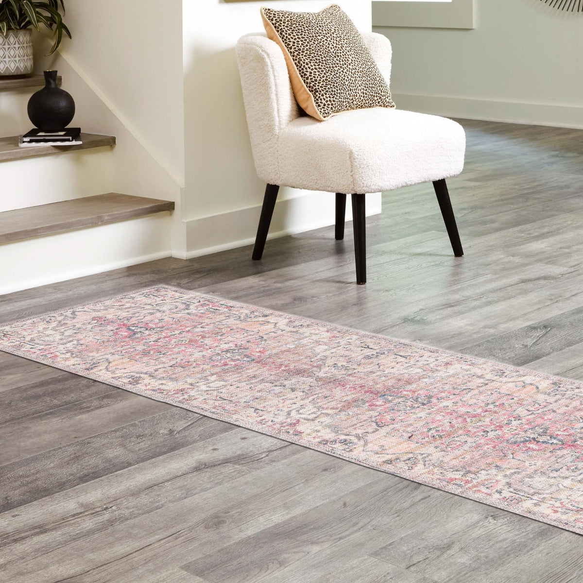 Vintage Memories Collection Area Rug - Heirloom Runner Beige pink  lifestyle 90