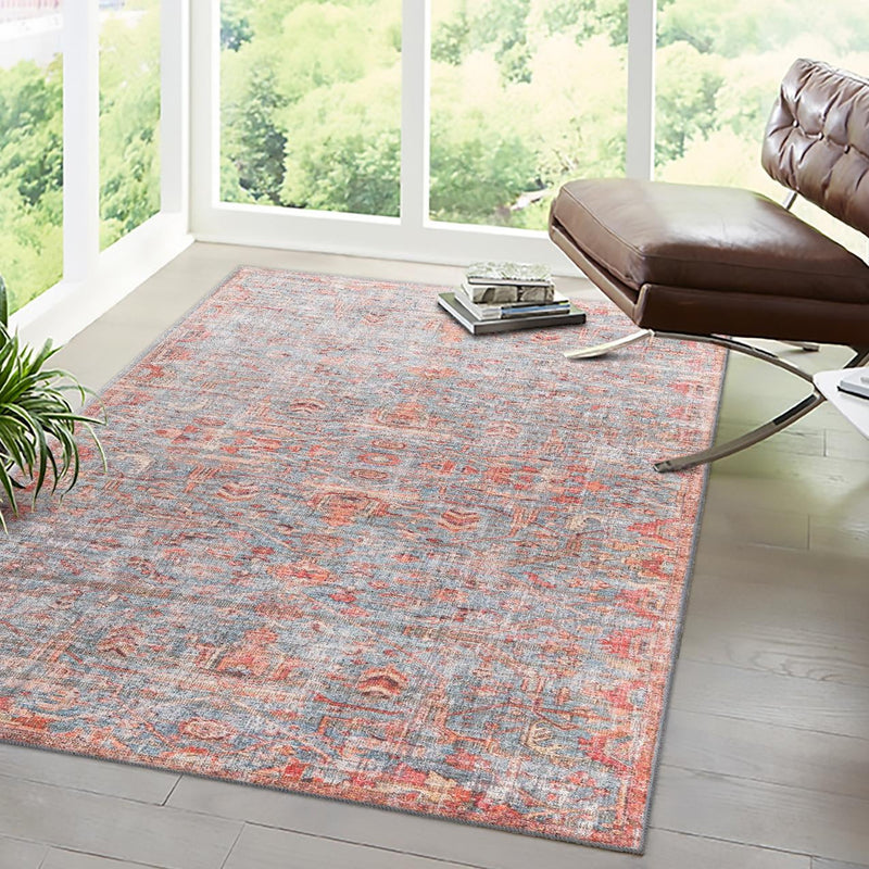 Vintage Memories Collection Area Rug -  Heritage Rectangle Antique Blue  lifestyle 14