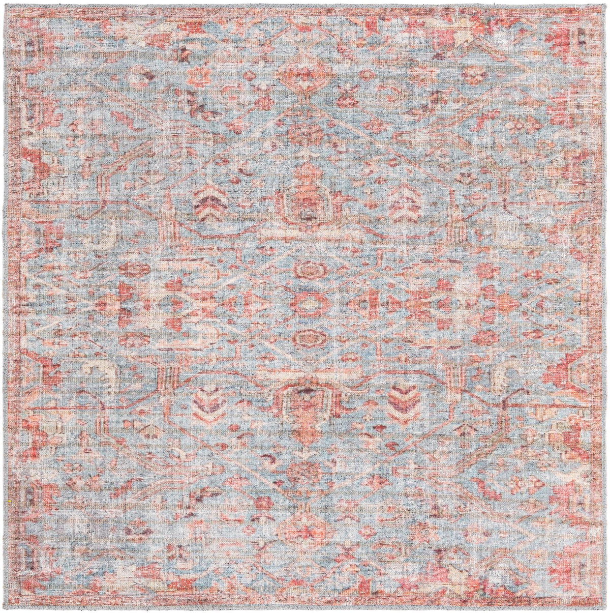 Vintage Memories Collection Area Rug -  Heritage Square Antique Blue  lifestyle 17