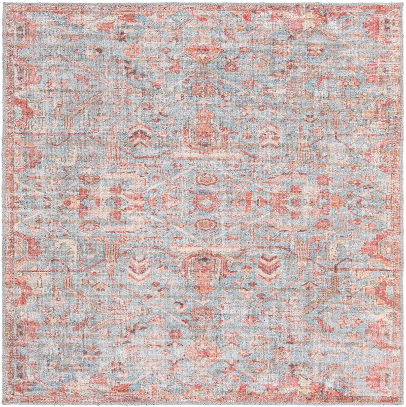 Vintage Memories Collection Area Rug -  Heritage Square Antique Blue  lifestyle 17