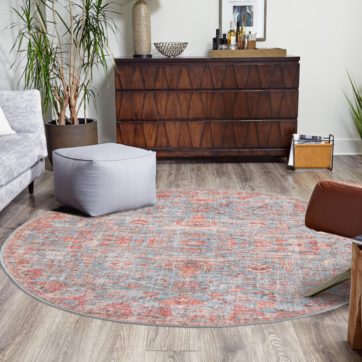 Vintage Memories Collection Area Rug -  Heritage Round Antique Blue  lifestyle 78