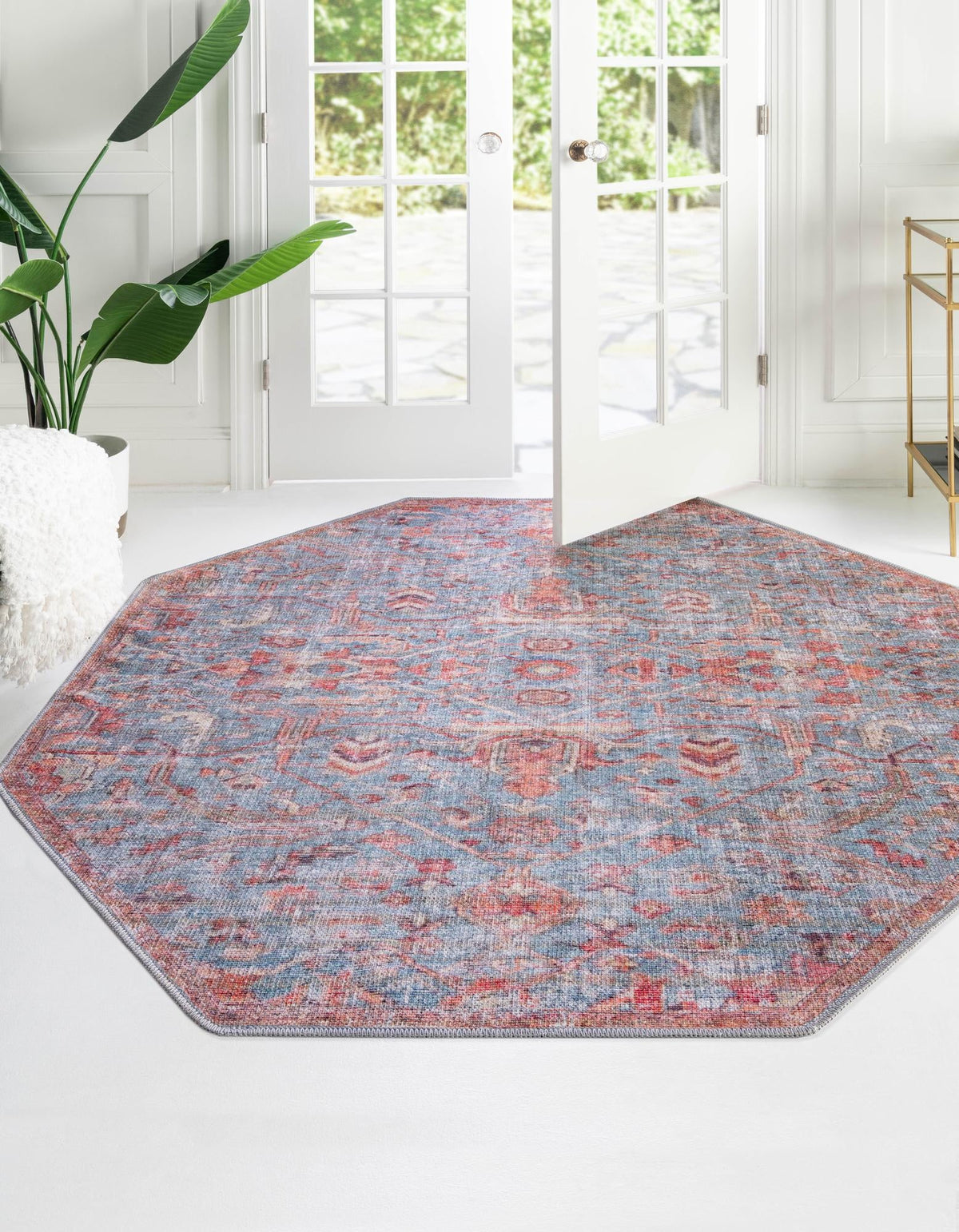 Vintage Memories Collection Area Rug -  Heritage Octagon Antique Blue  lifestyle 24