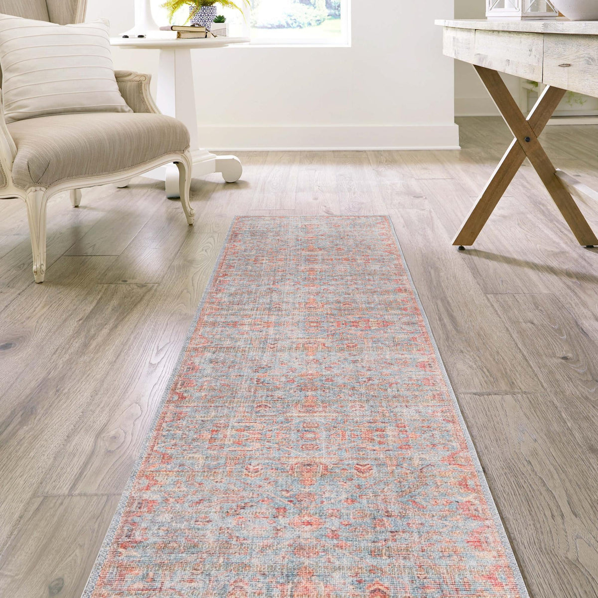 Vintage Memories Collection Area Rug -  Heritage Runner Antique Blue  lifestyle 80