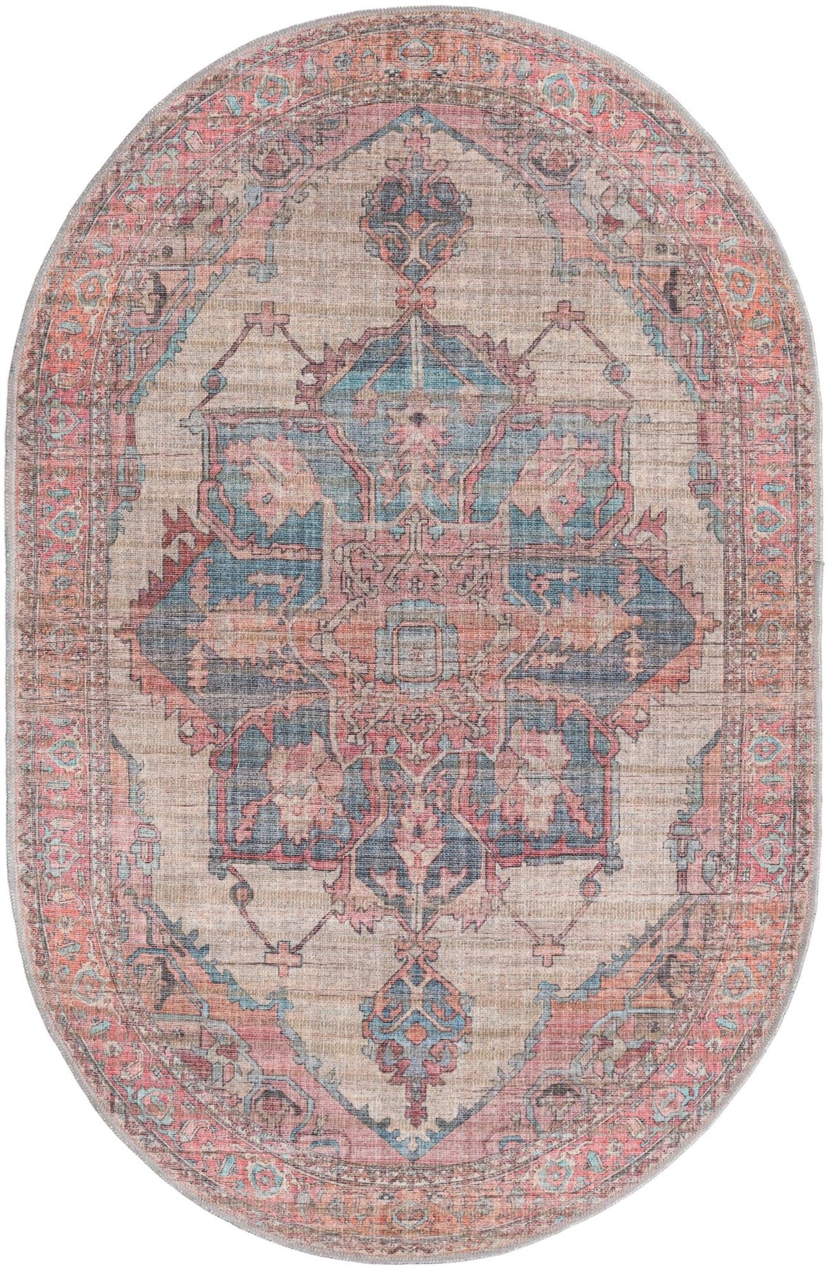 Vintage Memories Collection Area Rug -  Reminisce Oval Antique Beige  lifestyle 16