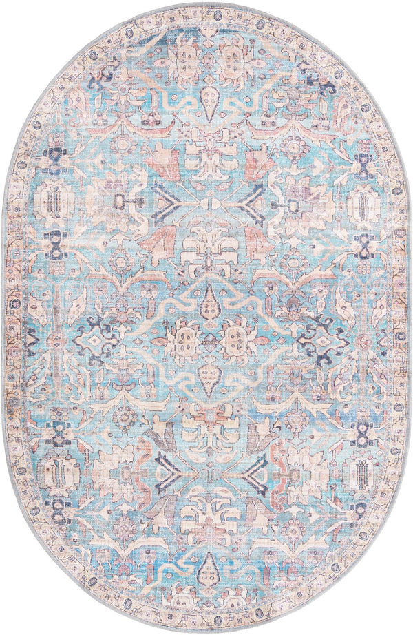 Vintage Memories Collection Area Rug -  Timeless Oval Blue  lifestyle 36