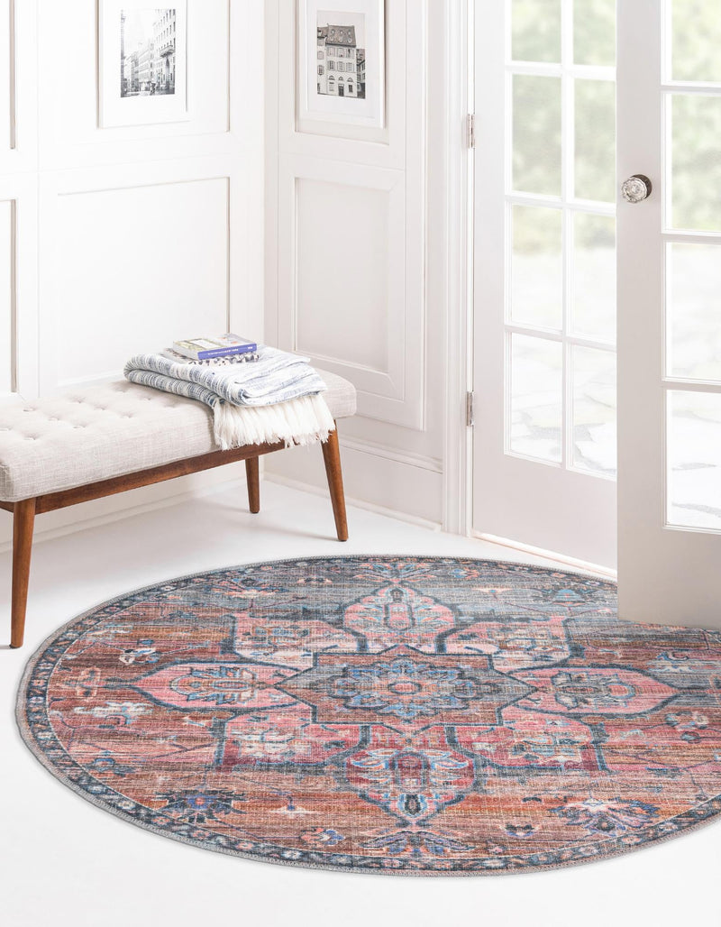 Vintage Memories Collection Area Rug -  Keepsake Round Multi  lifestyle 28