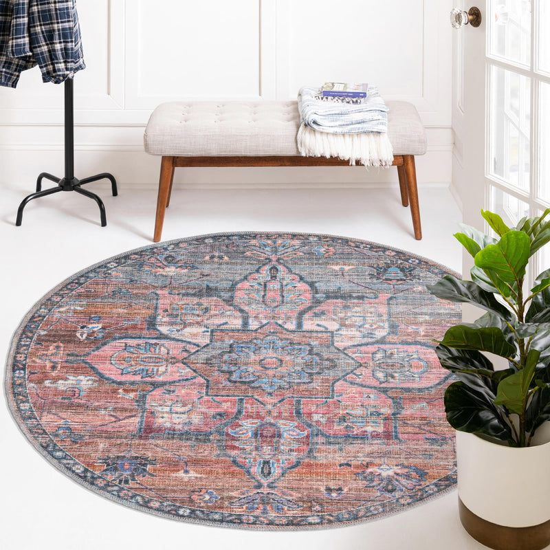 Vintage Memories Collection Area Rug -  Keepsake Round Multi  lifestyle 82