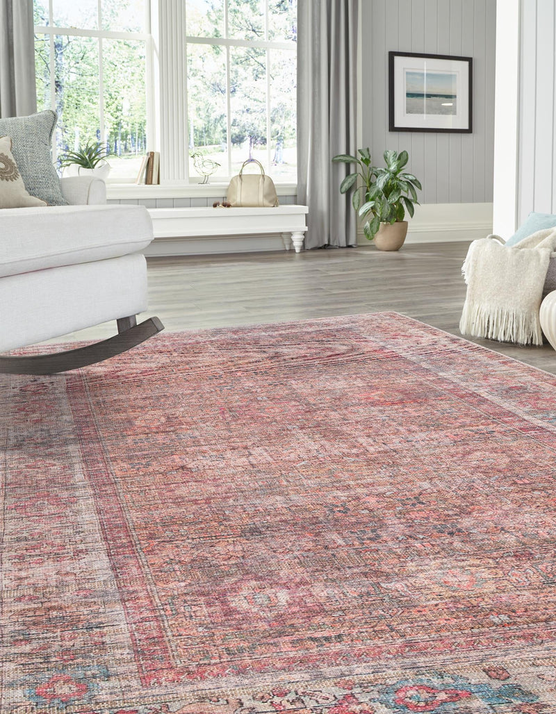 Vintage Memories Collection Area Rug -  Memoir Rectangle Rust Red and Brown  lifestyle 3