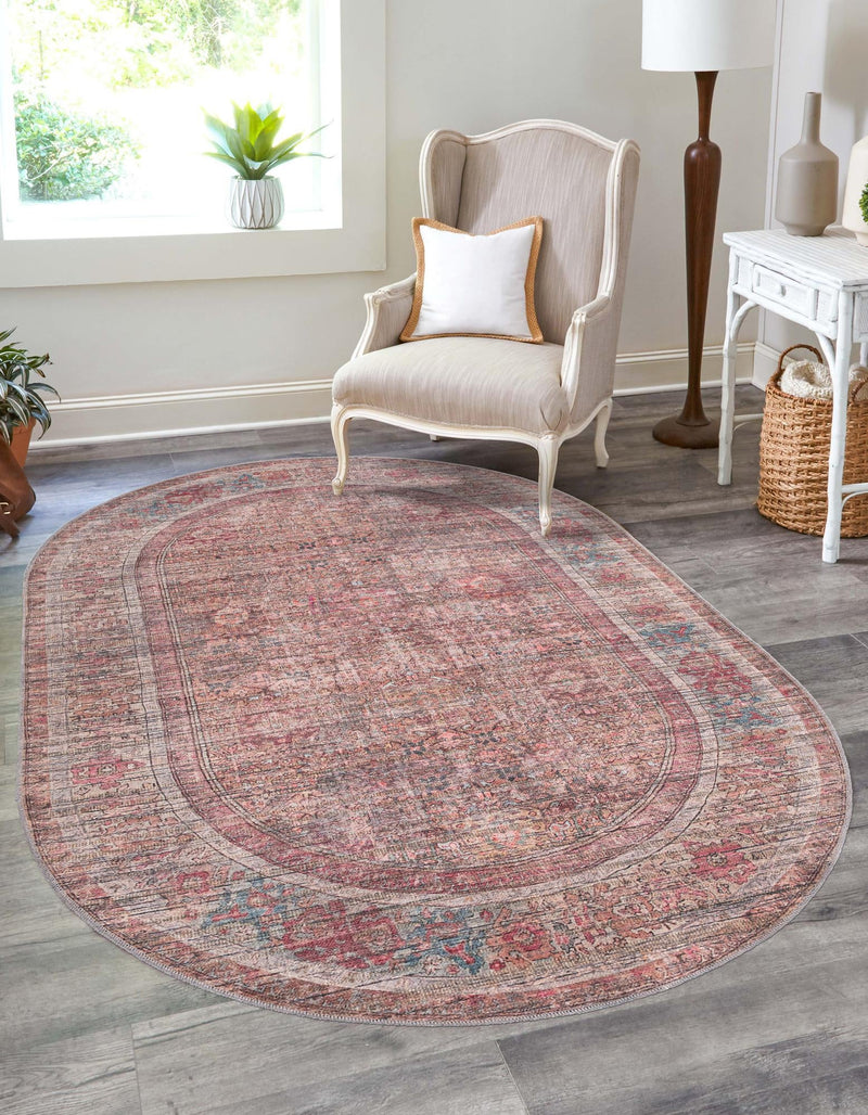 Vintage Memories Collection Area Rug -  Memoir Oval Rust Red and Brown  lifestyle 21