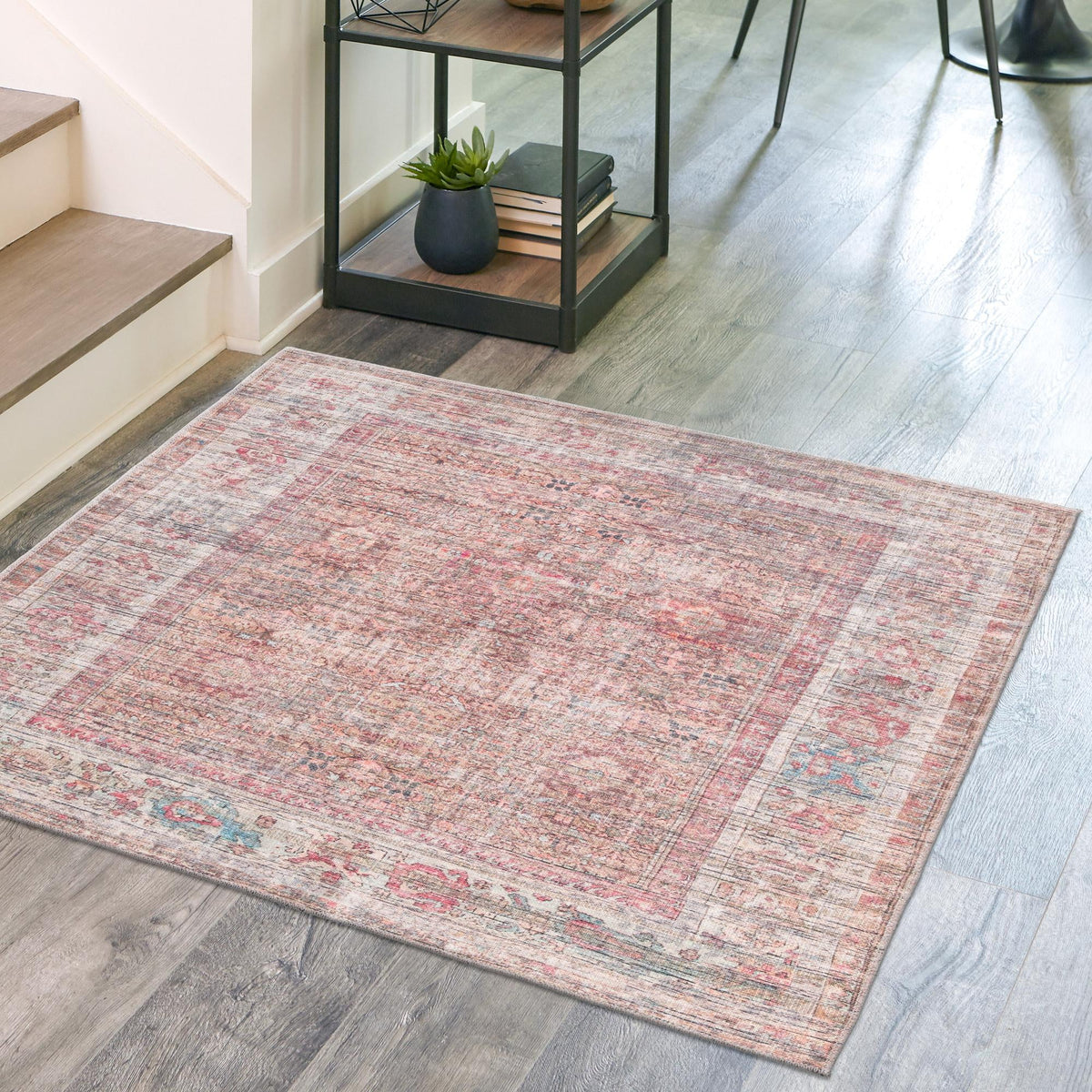 Vintage Memories Collection Area Rug -  Memoir Square Rust Red and Brown  lifestyle 81