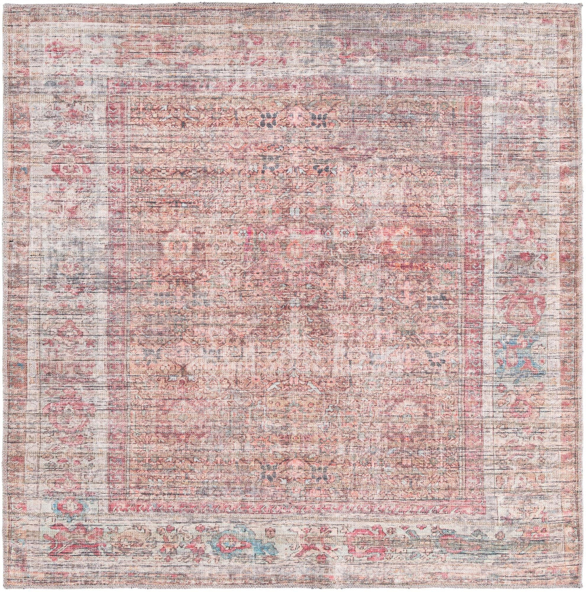 Vintage Memories Collection Area Rug -  Memoir Square Rust Red and Brown  lifestyle 17