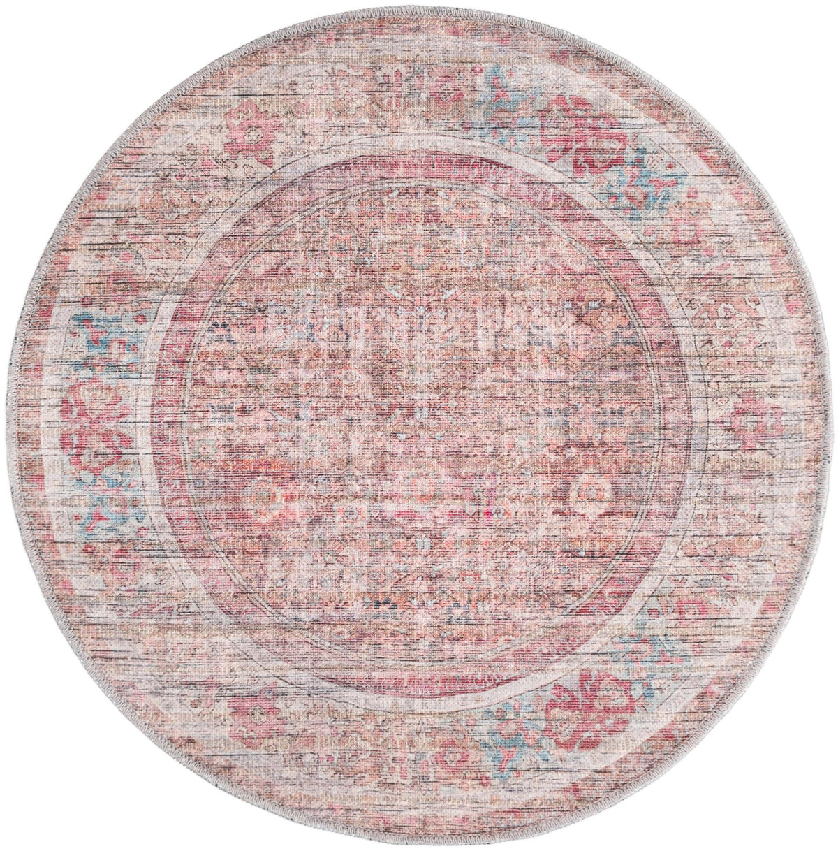 Vintage Memories Collection Area Rug -  Memoir Round Rust Red and Brown  lifestyle 18