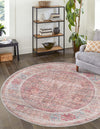 Vintage Memories Collection Area Rug -  Memoir Round Rust Red and Brown  lifestyle 23