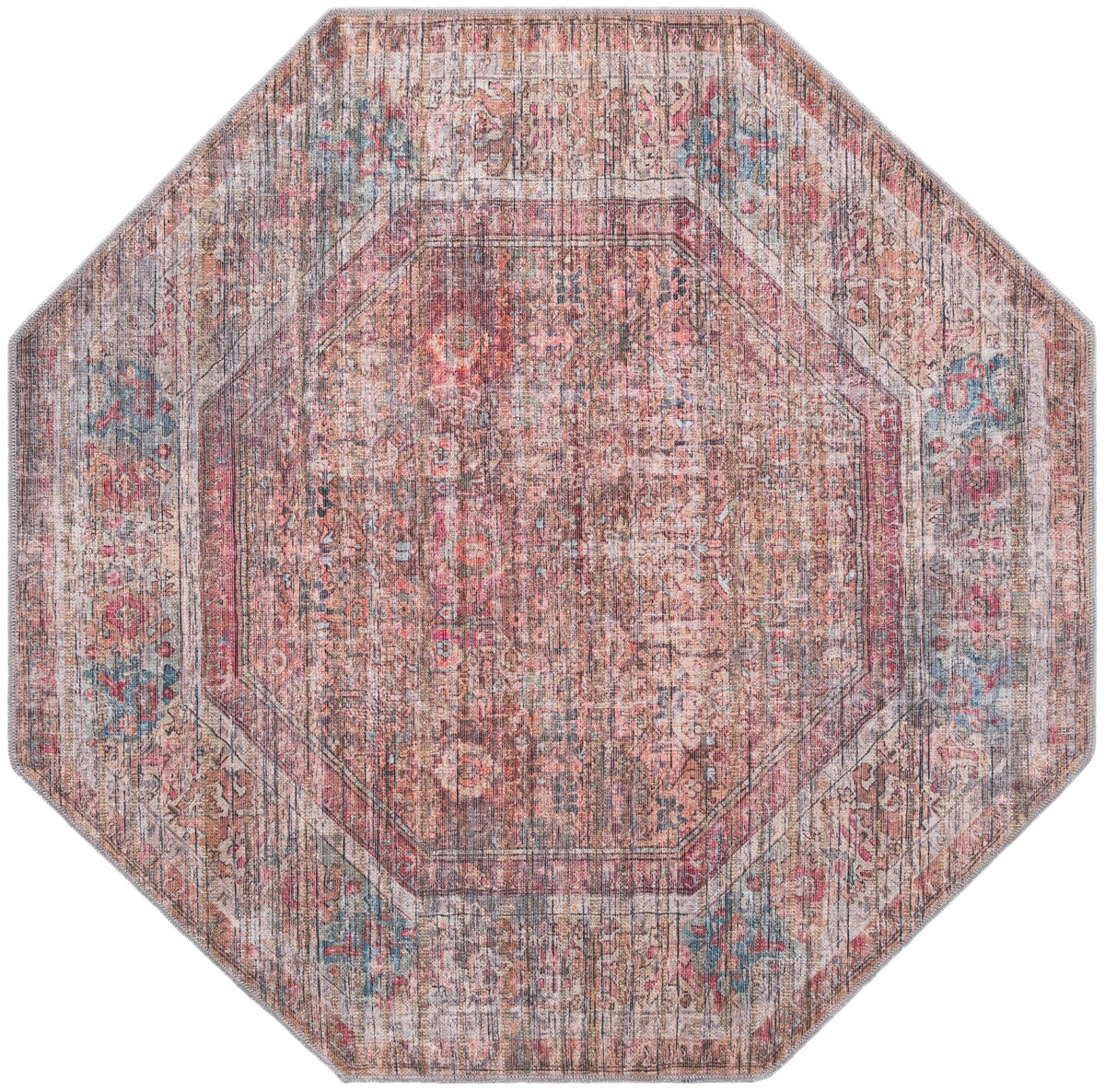 Vintage Memories Collection Area Rug -  Memoir Octagon Rust Red and Brown  lifestyle 19