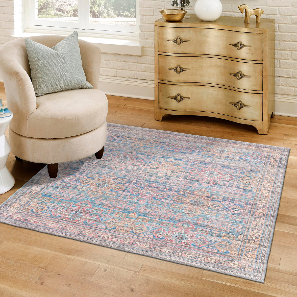 Vintage Memories Collection Area Rug -  Legacy Square Antique Blue  lifestyle 81
