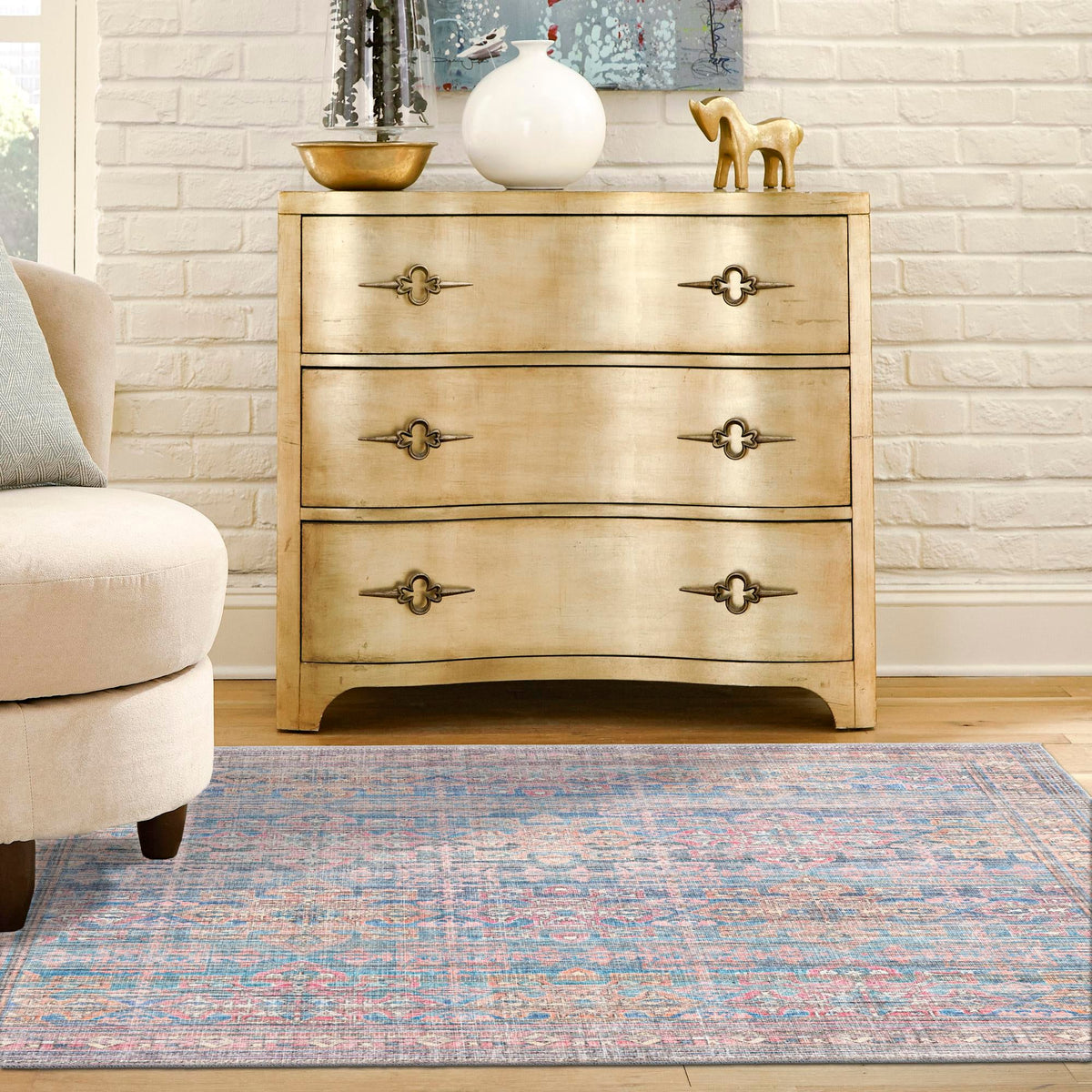 Vintage Memories Collection Area Rug -  Legacy Square Antique Blue  lifestyle 84