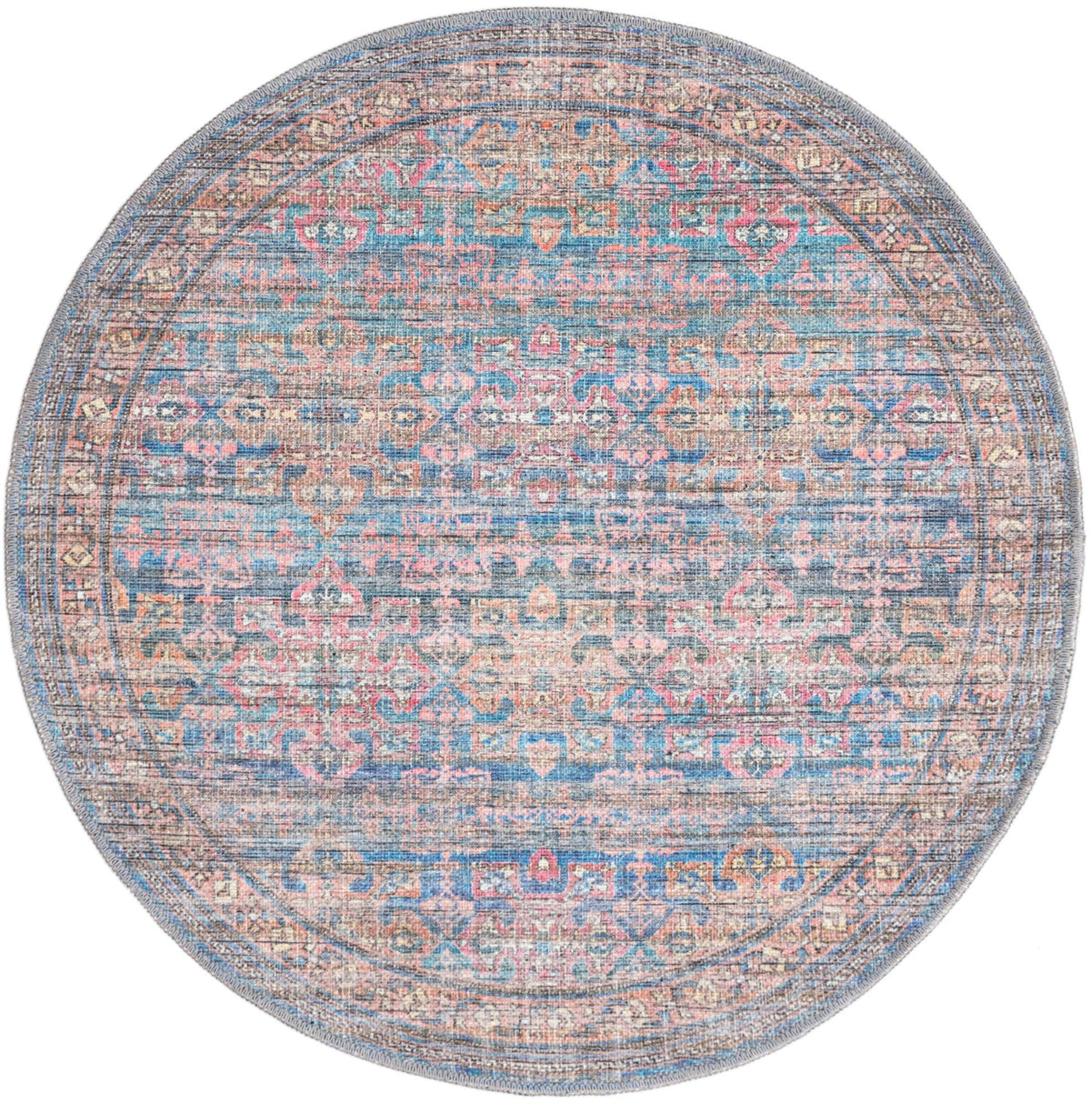 Vintage Memories Collection Area Rug -  Legacy Round Antique Blue  lifestyle 18