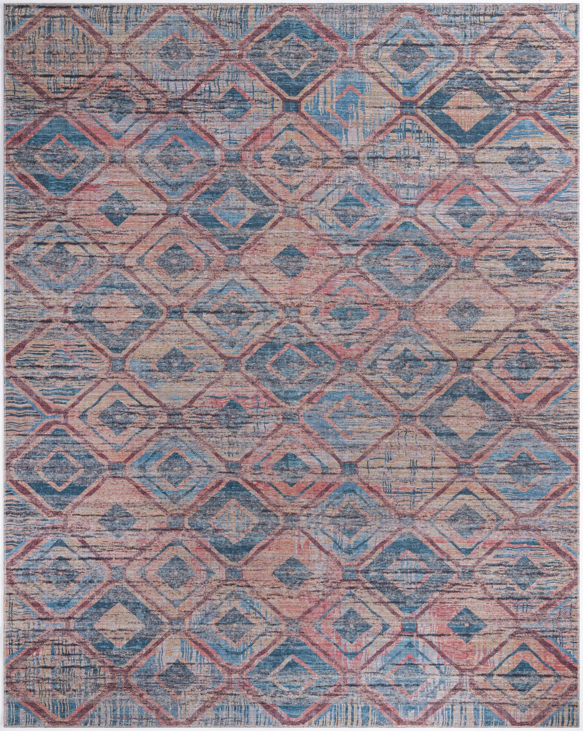 Mesa Modern Collection Area Rug - Canyon Rectangle Peach and Blue Main